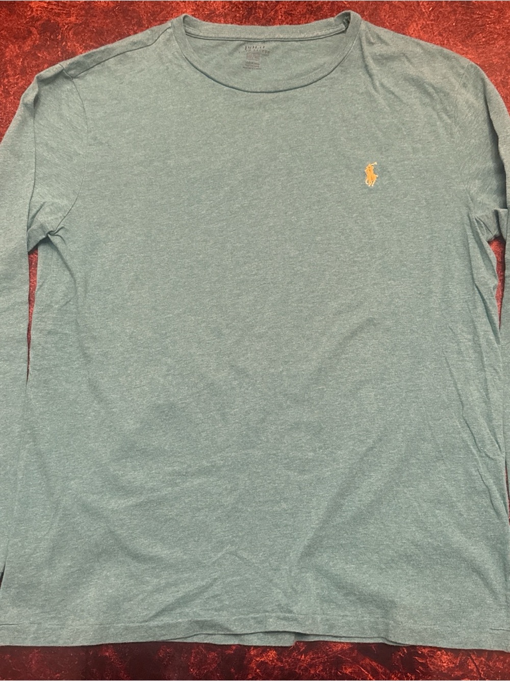 Polo by Ralph Lauren Heather Teal Long Sleeve Tee with Yellow Pony